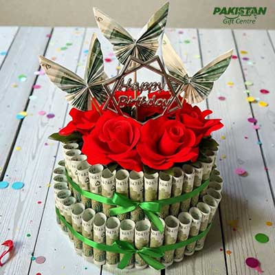 Luxury Green Money Bouquet with 500 Rupee Notes