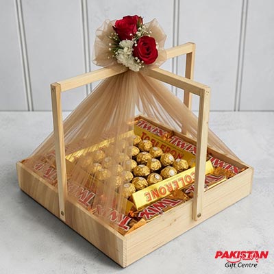 Luxury Chocolate Wooden Tray Gift Basket – Gift for Her Pakistan