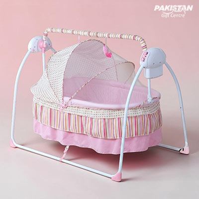 Premium Newborn Baby Rocking Cradle with Soft Mattress & Canopy