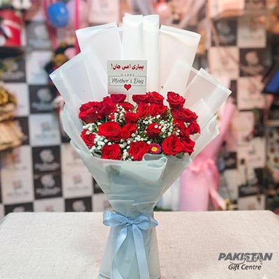 Mother's Day Red Roses Bouquet with Customized Card