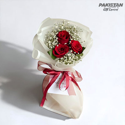 Red Rose Bouquet with Customized Card – Anniversary Gift for Him & Wife